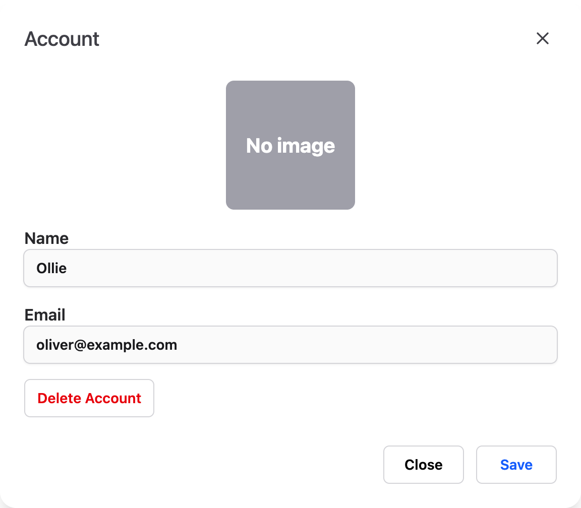 Account modal screenshot