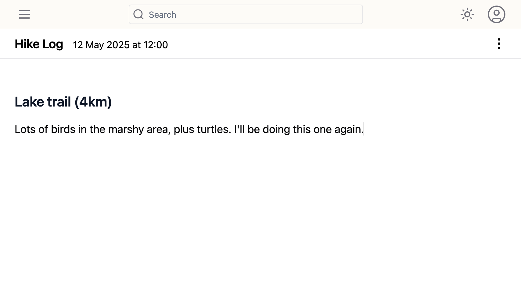 Note page screenshot